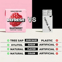 Thumbnail for Image 5 of Refresh Gum Raspberry Natural Sugar-Free Xylitol Chewing Gum 12 Pack