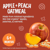 Thumbnail for Image 4 of Earth's Best Organic Baby Food Pouches, Fruit and Grain Puree for Babies 6 Months and Older, Organic Apple Peach and Oatmeal Puree, 3.5 oz Resealable Pouch (Pack of 12)