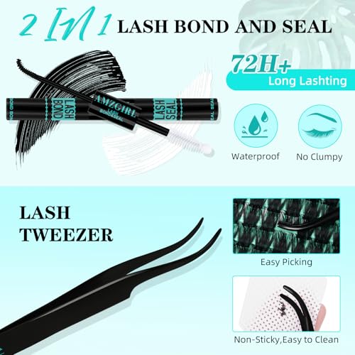 Image 4 of AMZGIRL LASH Lash Clusters Kit D Curl Manga Anime Lashes 10-18mm, Sunflower