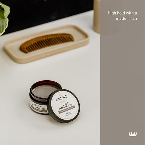 Image 2 of Cremo Hair Clay Pomade for Men, High Hold Matte Finish, 3.4 oz