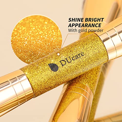Image 4 of DUcare Dual End Powder Kabuki Makeup Brush Gold Glitter Vegan Synthetic for Liquid Cream Setting Powder