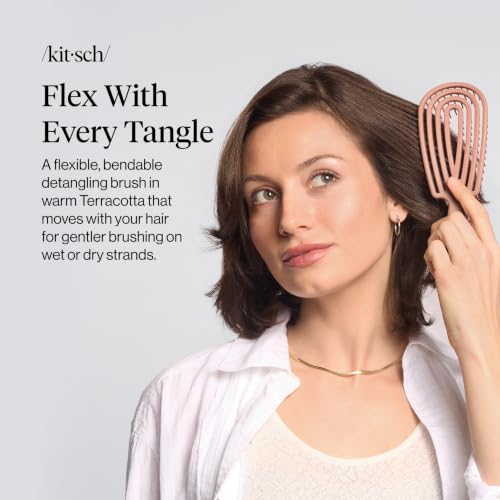 Image 2 of Kitsch Flexi Flow Detangler Brush, Hair Brushes For Women - Terracotta