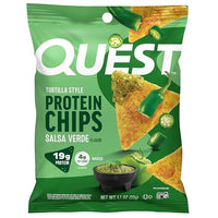 Thumbnail for Image 1 of Default Title for the product Quest Nutrition Tortilla Style Protein Chips, Salsa Verde, 19g Protein, 4g Net Carbs, Gluten Free, 1.1 Ounce (Pack of 12)