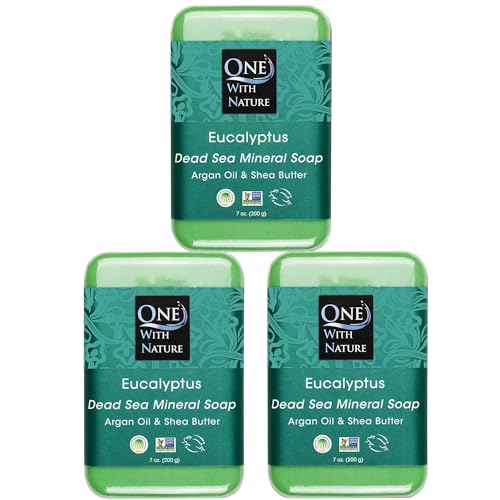 Image 1 of Default Title for the product One With Nature Dead Sea Salt Eucalyptus Soap 7oz 3-Pack