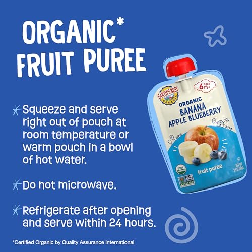 Image 3 of Earth's Best Organic Banana Apple Blueberry Pouch, 3.5 oz (Pack of 12)