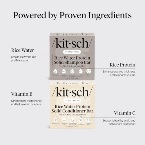 Image 5 of Kitsch Rice Water Solid Shampoo and Conditioner Set for Hair Growth – 2 pcs