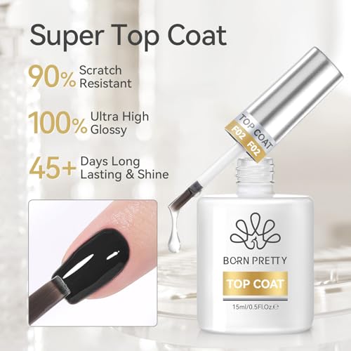 Image 4 of BORN PRETTY Gel Top Coat 15ml Gloss Base and Top Gel Coat Set