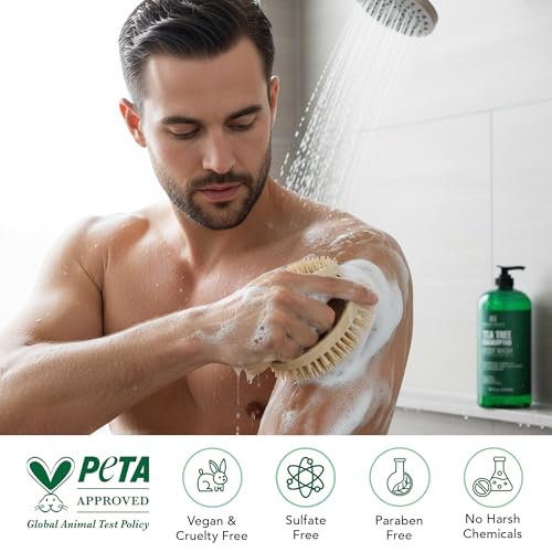 Image 4 of Botanic Hearth Tea Tree Eucalyptus Body Wash & Silicone Body Brush 16 fl oz