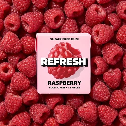 Image 7 of Refresh Gum Raspberry Natural Sugar-Free Xylitol Chewing Gum 12 Pack