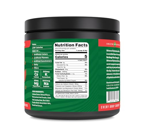 Image 2 of Amazing Nutrition Advanced Hydration Electrolyte Powder 30 Servings Natural Watermelon