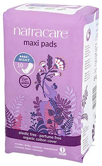 Thumbnail for Image 4 of natracare Natural Traditional Style Night Time Maxi Pads, Individually Wrapped, Without Wings in Plant-Based Bag (1 Pack, 10 Pads Total)