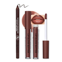 Thumbnail for Image 2 of Set 4 Cocoa Kiss / 1 Count (Pack of 2) for the product BAISEN DIARY 2-in-1 Double-Ended Matte Lip Liner & Lip Gloss Duo