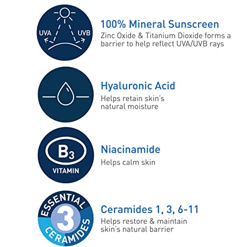 Image 4 of CeraVe Hydrating Mineral Sunscreen SPF 50 Face Sunscreen, Travel Size 2.5oz