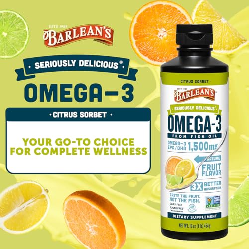 Image 2 of Barlean's Citrus Sorbet Omega-3 Fish Oil, 16oz
