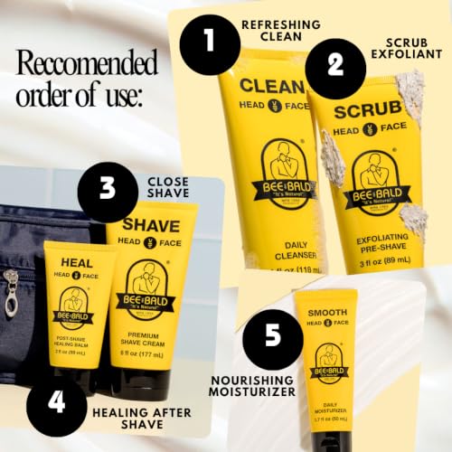 Image 4 of Bee Bald Premium Gift Set for Bald Men, Full 5-Step Routine (5 Piece Kit)