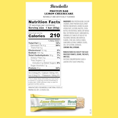 Image 2 of BAREBELLS Protein Bars Lemon Cheesecake Pack of 12 20g