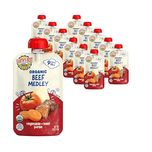 Image 1 of Default Title for the product Earth's Best Organic Baby Food Pouches, 9+ Months, Beef Medley, 4 Ounce, Pack of 12