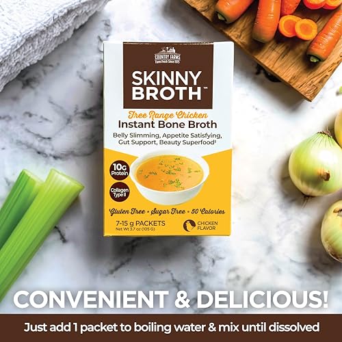 Image 6 of Country Farms Skinny Broth 7-Day Plan, Instant Chicken Bone Broth, 4 Pack, 28-15g Packets