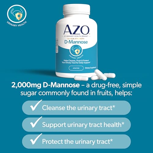 Image 4 of AZO D-Mannose Supplement for Women & Men, Clinical Strength, 120 Capsules