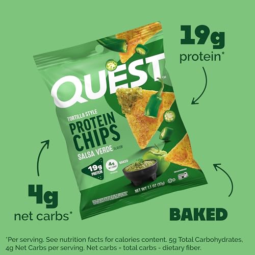 Image 3 of Quest Nutrition Tortilla Style Protein Chips, Salsa Verde, 19g Protein, 4g Net Carbs, Gluten Free, 1.1 Ounce (Pack of 12)