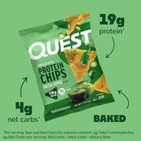 Thumbnail for Image 3 of Quest Nutrition Tortilla Style Protein Chips, Salsa Verde, 19g Protein, 4g Net Carbs, Gluten Free, 1.1 Ounce (Pack of 12)
