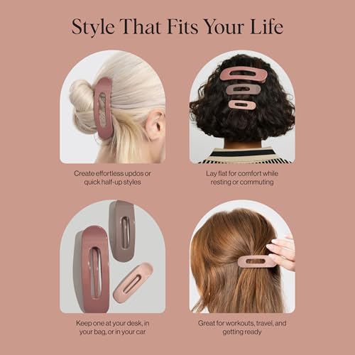 Image 6 of Kitsch Flat Claw Clip for Women - Terracotta, 3pcs