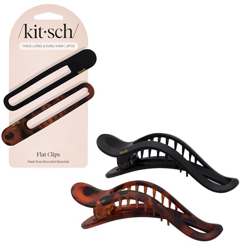 Image 1 of Default Title for the product Kitsch Flat Hair Clips for Women - Black & Tortoise, 2pcs