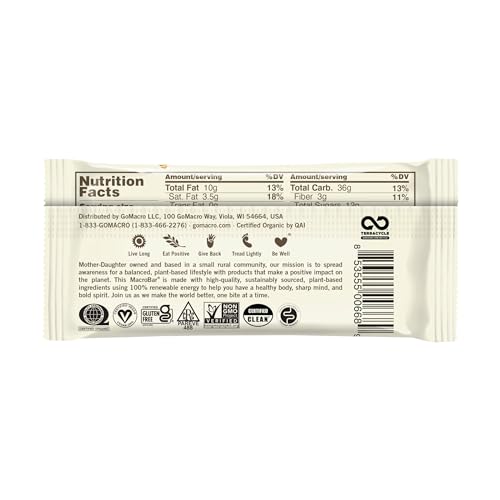 Image 3 of GoMacro MacroBar Organic Vegan Protein Bar Banana & Almond Butter, 2.3 Oz