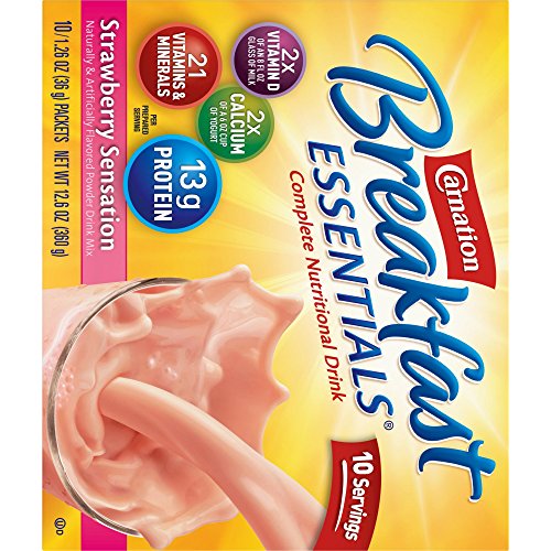 Image 3 of Carnation Breakfast Essentials Strawberry Sensation Complete Nutritional Drink 10 Count 1.26 oz (Pack of 5)