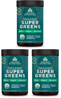 Thumbnail for Image 2 of Greens / 25 Servings (Pack of 3) for the product Ancient Nutrition Organic Super Greens Powder, Probiotics, Spirulina