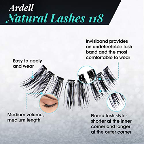 Image 3 of Ardell Natural Lashes False Eyelashes 118 - Black, Lightweight Strip Lashes for Everyday Wear, Reusable Lash Pack, 4 Pair