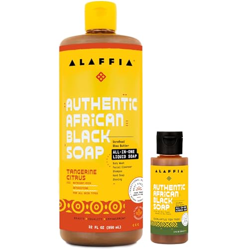 Image 3 of Tangerine Citrus / 32 Fl Oz (Pack of 1) for the product Alaffia Authentic African Black Soap