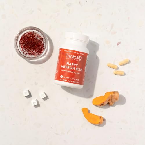 Image 5 of BrainMD Dr Amen Happy Saffron Plus - 90 Capsules - with Saffron Flower Extract, Curcumin & Zinc - Vegan, Gluten Free - 30 Servings