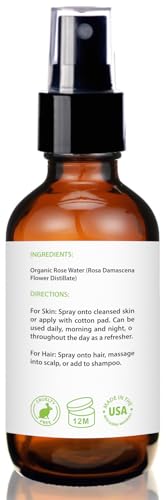 Thumbnail for Image 2 of Rose Water Spray for Face - Facial Toner & Hair Mist - USDA Certified Organic - 100% Pure & Alcohol Free - 4 Oz