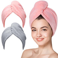 Thumbnail for Image 2 of Pink,grey / Large for the product Hicober Microfiber Hair Towel Wrap for Women