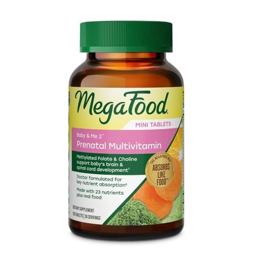 Image 1 of 120 Count (Pack of 1) for the product MegaFood Baby & Me 2 Prenatal Vitamins, Doctor Formulated, Mini Tablets