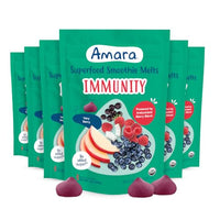 Thumbnail for Image 1 of Default Title for the product Amara Organic Very Berry Immunity Blend Superfood Smoothie Melts - 8 Months and Up, Pouch, Gluten-Free, Non-GMO, Pack of 6