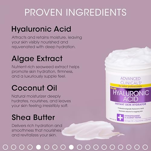 Image 2 of Advanced Clinicals Hyaluronic Acid Hydrating Cream  Hyaluronic Acid Moisturizing Gel Face Mask Set