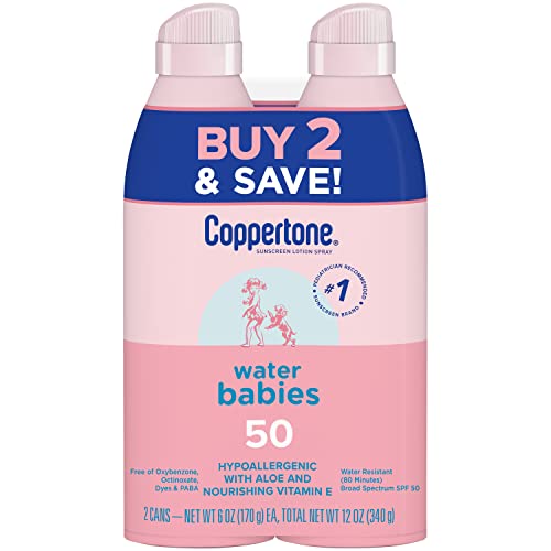 Image 1 of Default Title for the product Coppertone WaterBabies Spray On Baby Sunscreen SPF 50, 6 Oz, Pack of 2