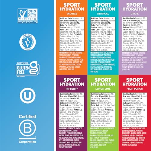 Image 5 of Nuun Sport Electrolyte Tablets with Magnesium, Calcium, Potassium, Chloride & Sodium, Gluten Free & Vegan, Mixed Flavors, 6 Pack (60 Servings Total)