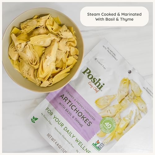 Image 3 of Poshi Marinated Artichoke Hearts, Basil & Thyme, 6-Pack, 4.4 oz