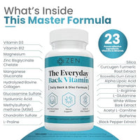 Thumbnail for Image 4 of Zen Nutrients The Everyday Back Vitamin for Lower Back Relief & Nerve Function Support Supplement - Back, Disc and Nerve Relief with Alpha Lipoic Acid, Turmeric & Glucosamine (60 Capsules)