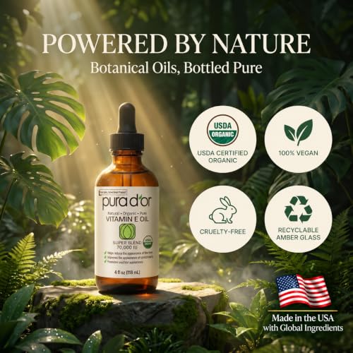 Image 5 of PURA D'OR ORGANIC Vitamin E Oil 70,000 IU for Face, Ayurvedic Skin Care 4oz