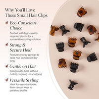 Thumbnail for Image 3 of Kitsch Mini Hair Clips for Women - Tortoise & Black, 16 Pcs