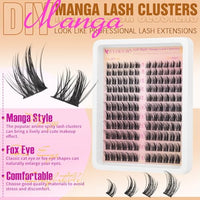Thumbnail for Image 4 of EYDEVRO Manga Lash Clusters Wispy Eyelash Clusters Natural Cat Eye Lashes
