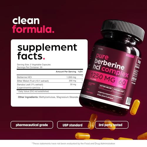Image 6 of THINBI Berberine HCl Capsules with Bitter Melon, 30 Servings