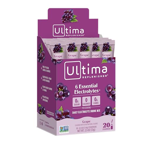 Image 1 of Default Title for the product Ultima Replenisher Hydrating Electrolyte Powder, Grape, 20 Count Box