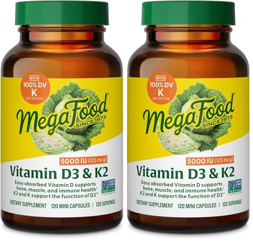 Image 3 of 120 Count (Pack of 2) for the product MegaFood Vitamin D3 & K2 5000 IU Mini Capsules