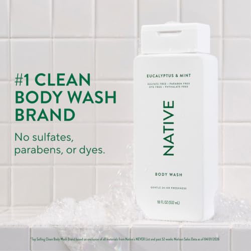 Image 3 of Native Clean Body Wash for Women & Men, Eucalyptus & Mint, 18 fl oz
