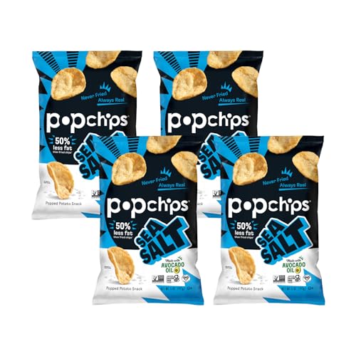 Image 1 of Default Title for the product popchips Popchips Potato Chips, Sea Salt, 4ct 5.0oz Share Bags